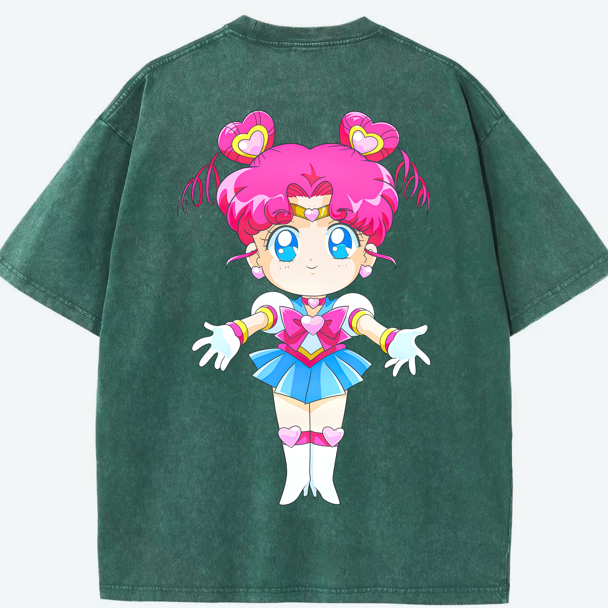 （画像用） 美少女戦士セーラームーン ちびうさ Sailor Moon Chibiusa Tsukino Usagi Small Lady Serenity 綿100% ヴィンテージ風 半袖Tシャツ（背面プリント）